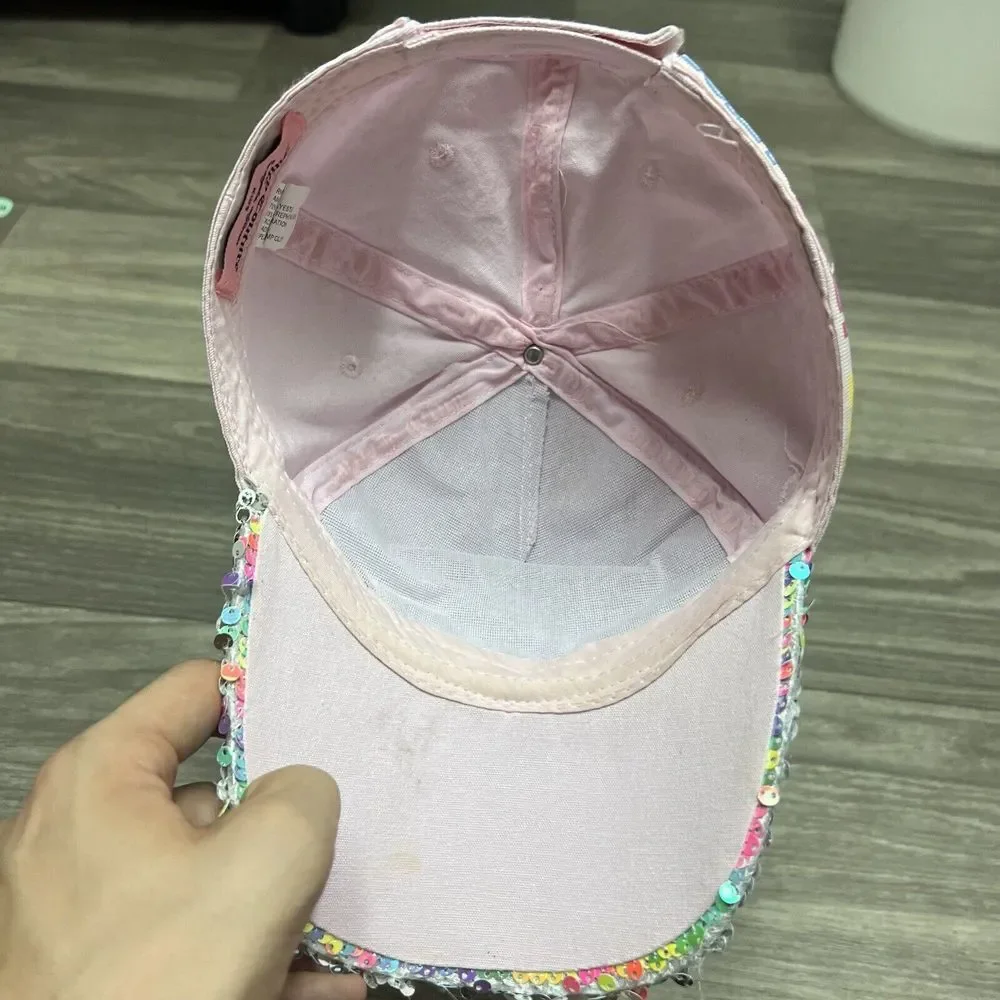 Juicy Couture Hat Cadet Beret Army Hat Youth‎ Kid Pink Rhinestone Bedazzle Shiny